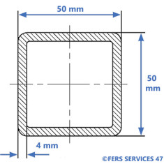 TUBE CARRE ACIER 50X50X4