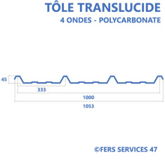 TÔLE TRANSLUCIDE 4 ONDES POLYCARBONATE 5M
